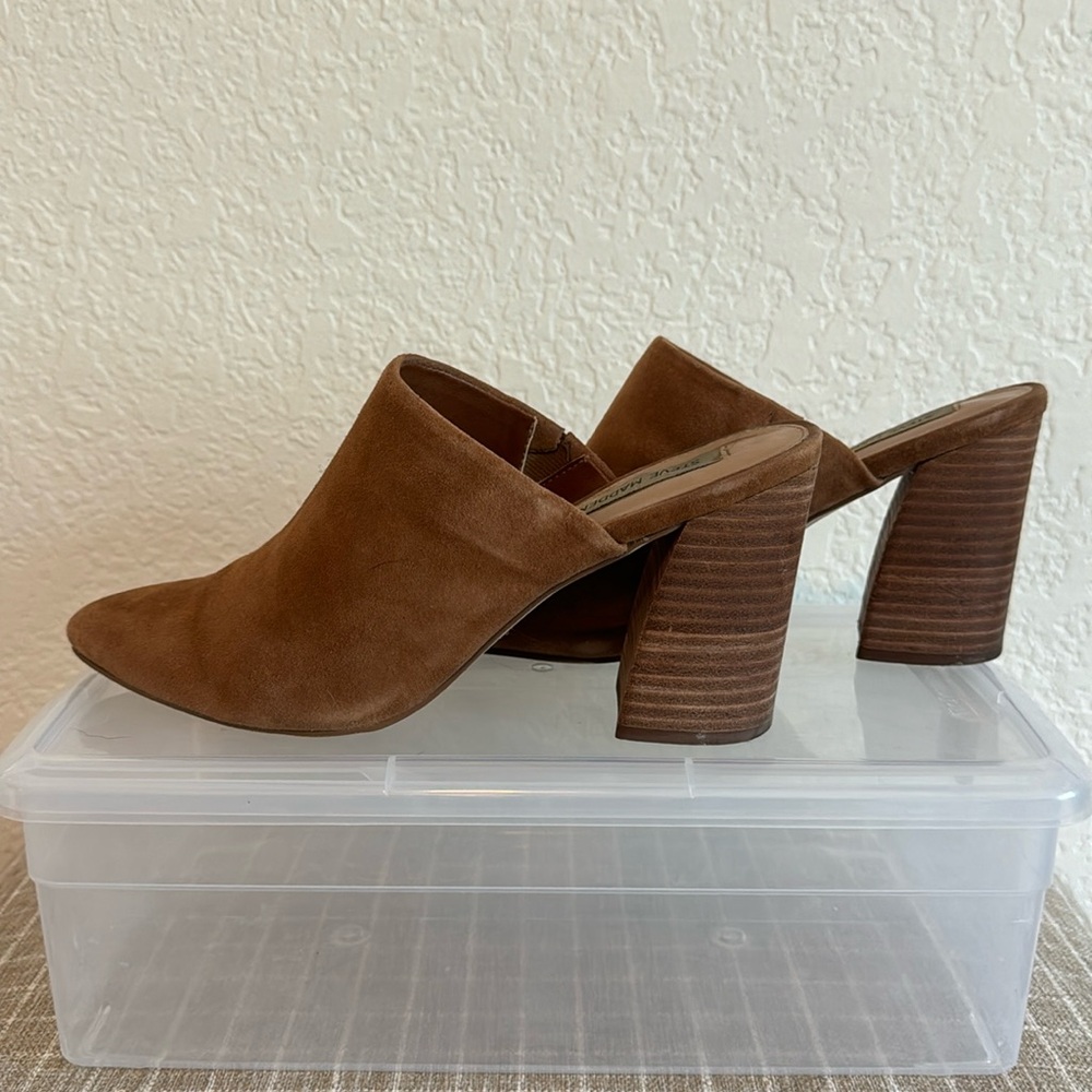 Steve Madden Brown Suede, Nevada Pointed Toe Mule Heel
